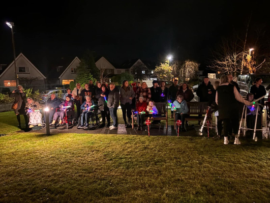 Christmas light switch on at Roselea Court Care Home