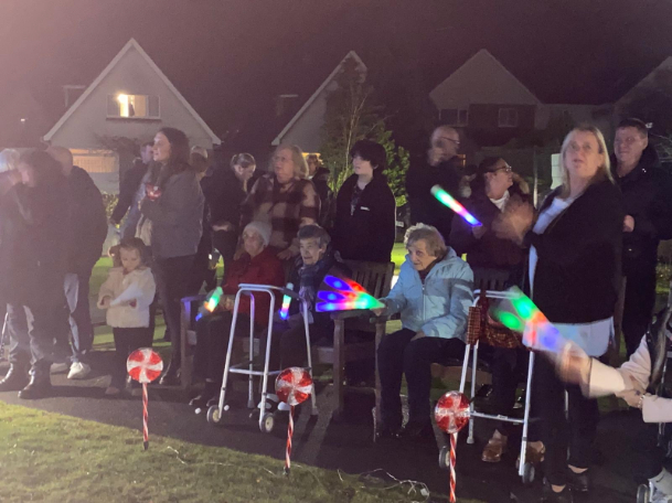 Christmas light switch on at Roselea Court Care Home