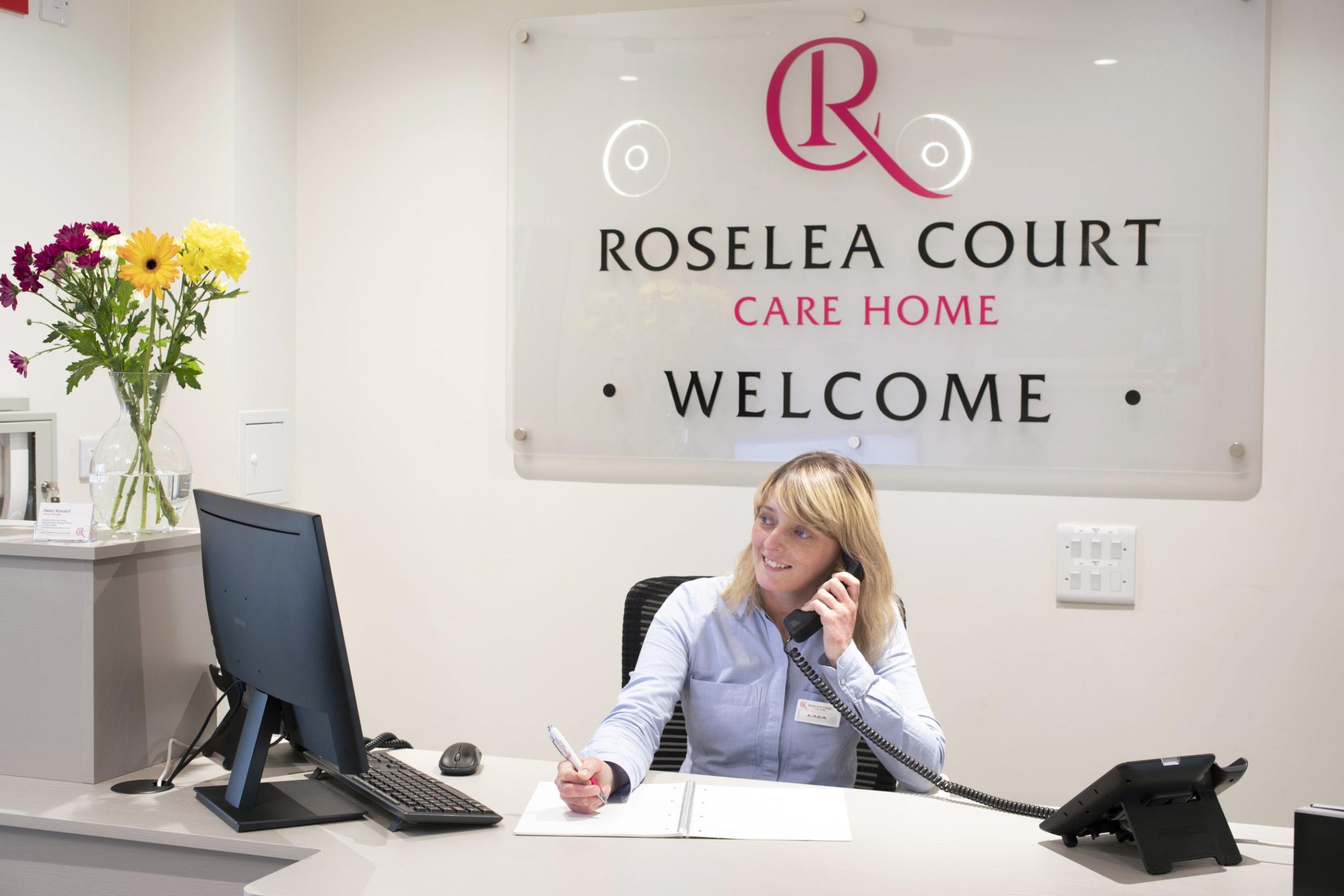 Reception at Roselea Court Care Home